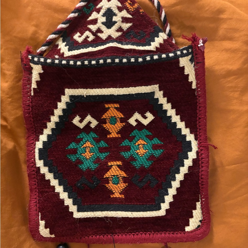 Artisan Burgundy and Green Crossbody Bag